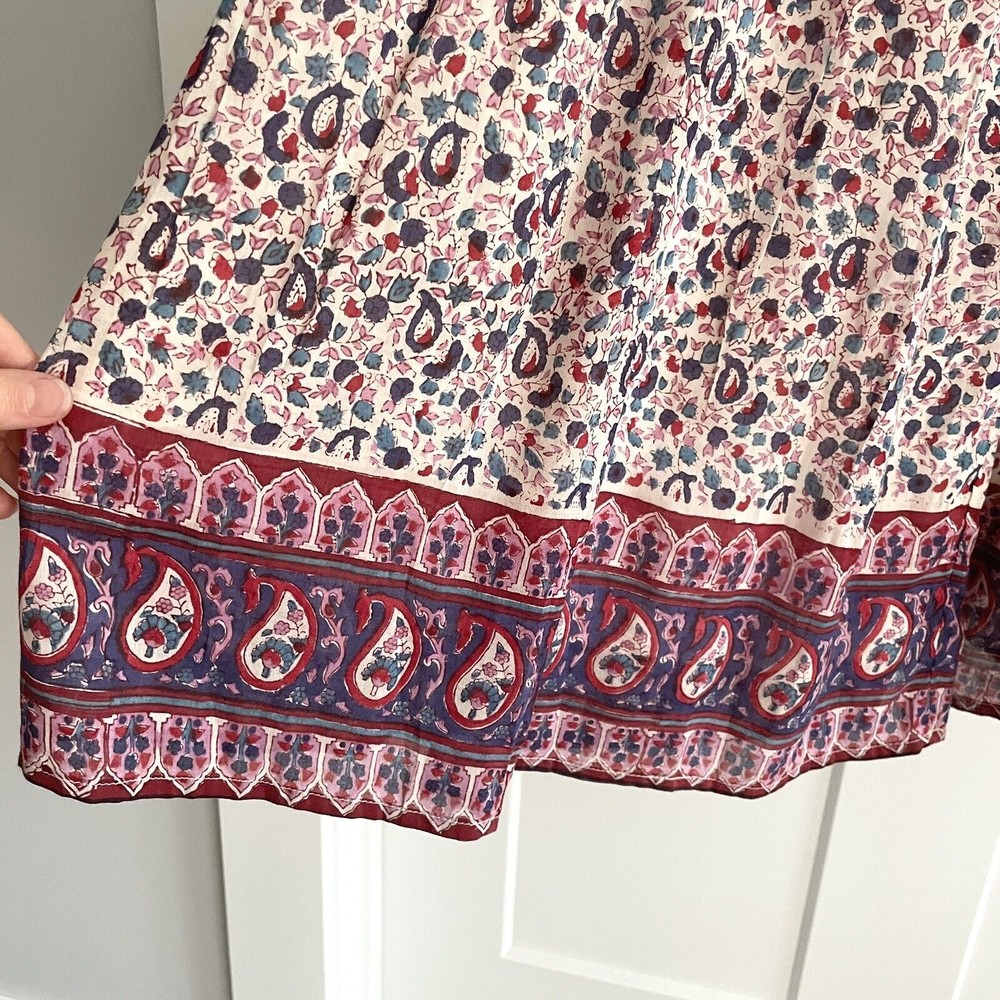 Alicia Bell Eva Smocked Boho Maxi Dress Pink Floral Paisley Block Print XS - Picture 5 of 8